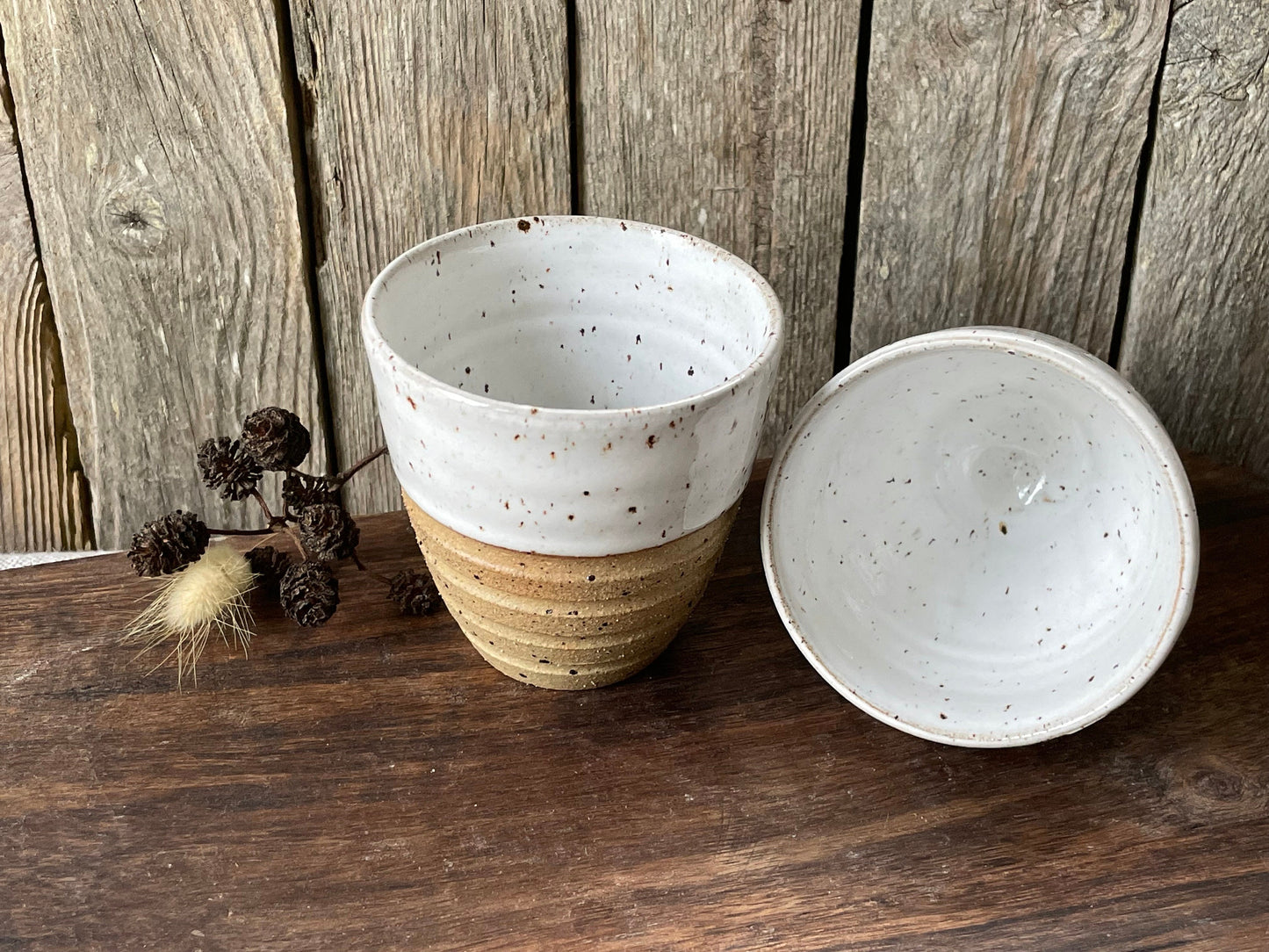 White Speckled Flat White Cup