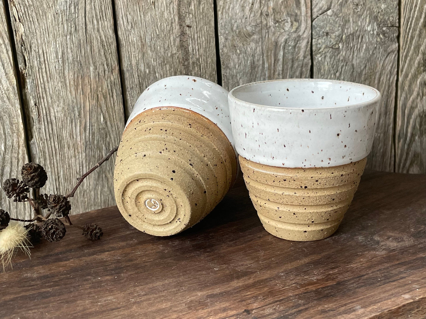 White Speckled Flat White Cup