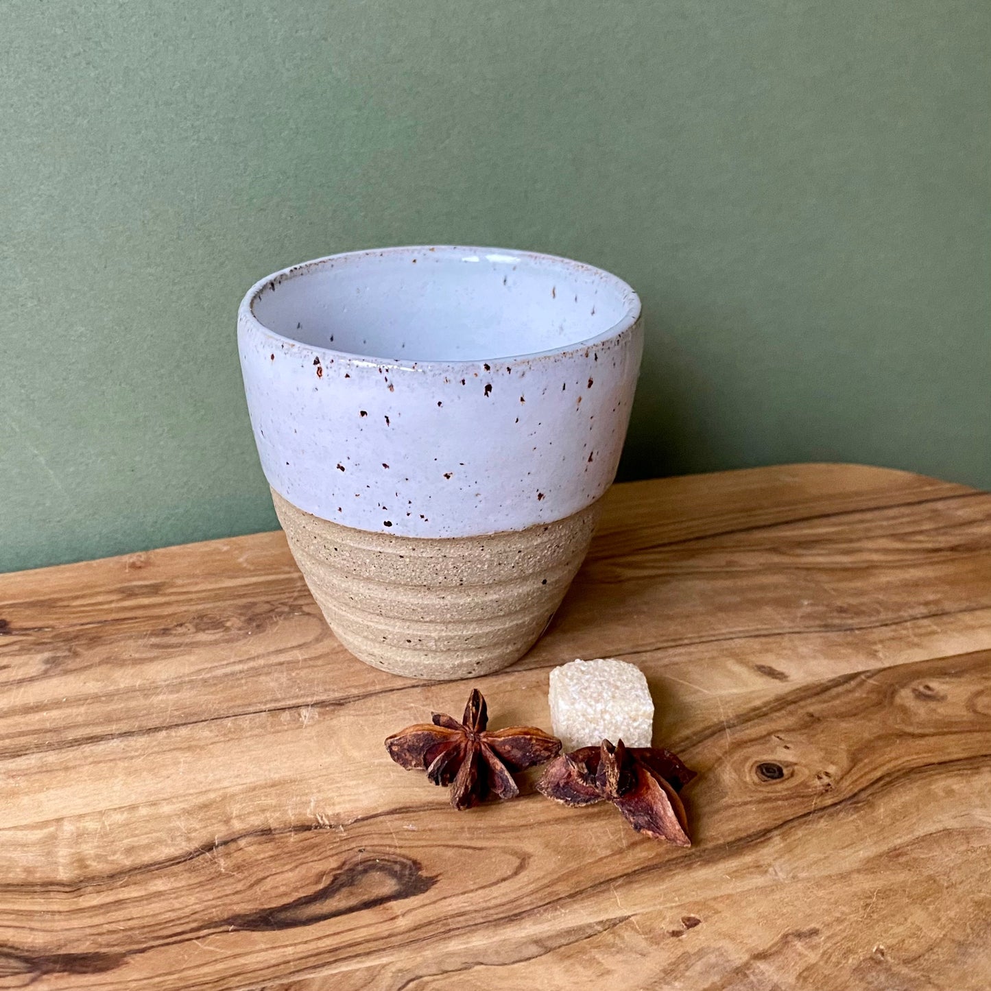 White Speckled Flat White Cup