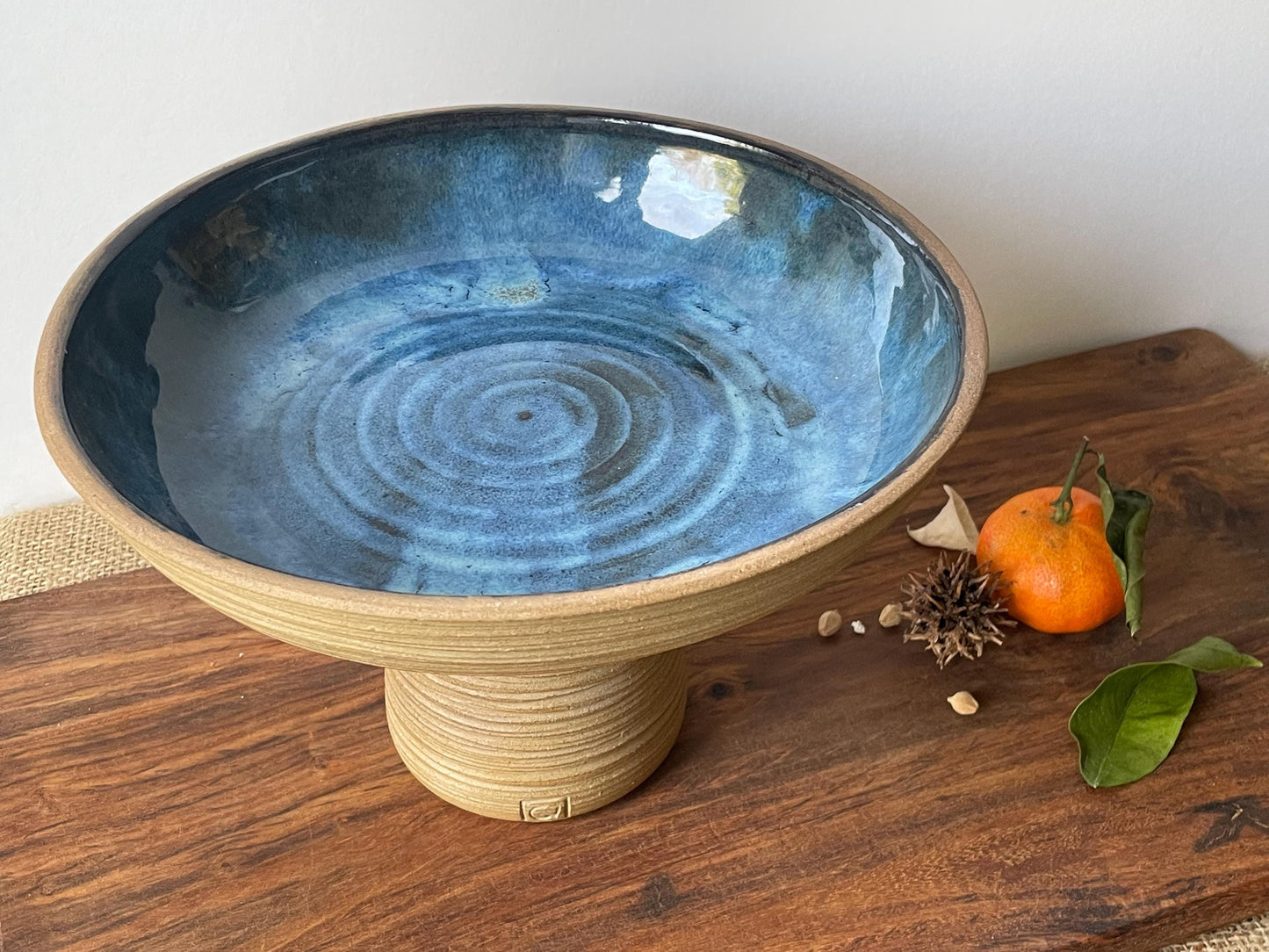 Pedestal Bowl, Blue