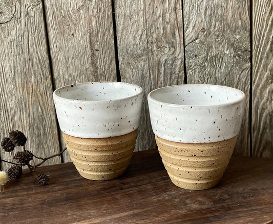 White Speckled Flat White Cup